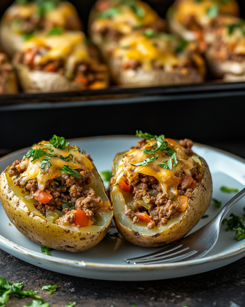 Twice-Baked Potatoes with Meat and Cheese Filling: A Comfort Food Classic