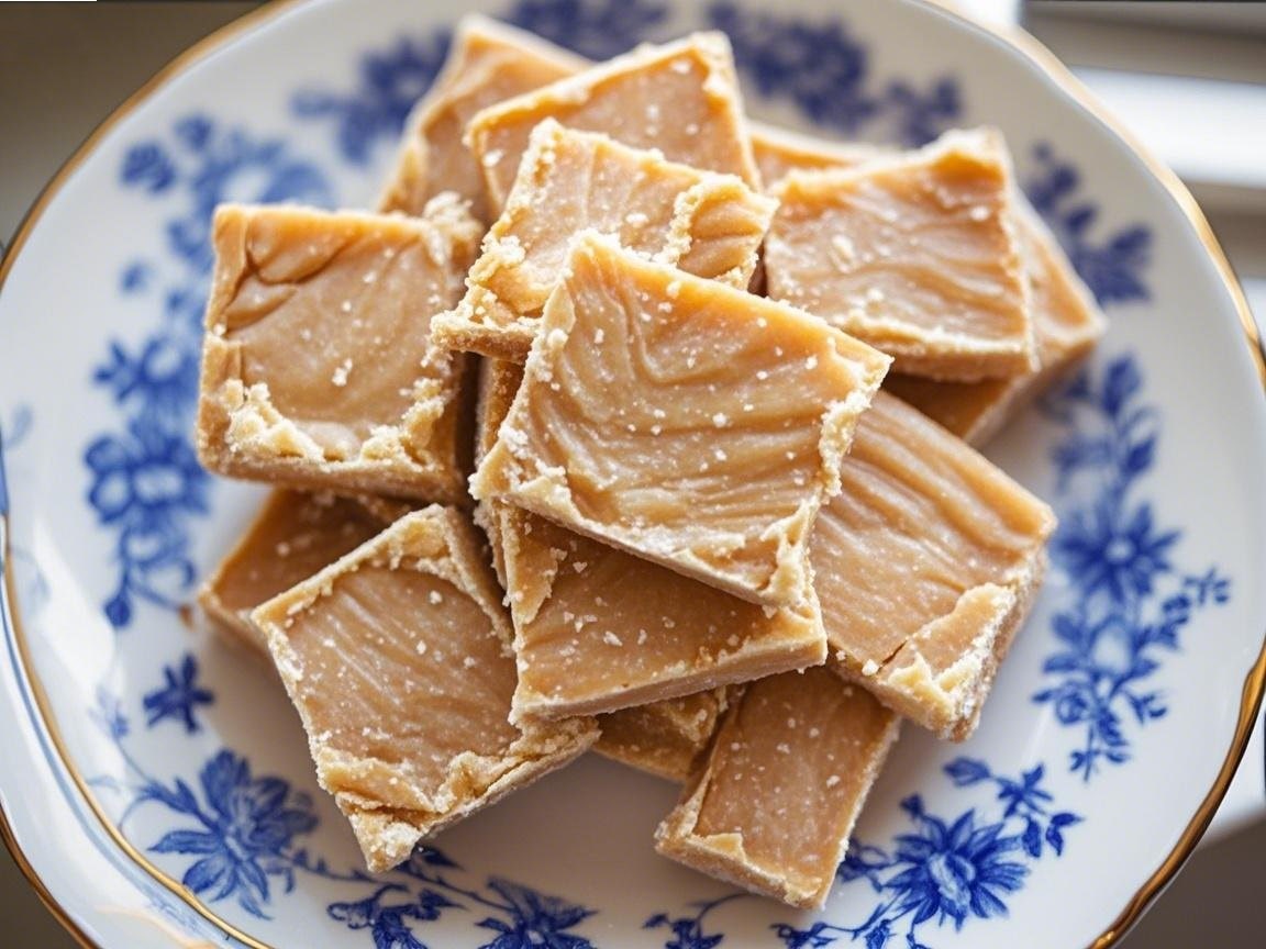 gift wrapped scottish tablet in vintage tin